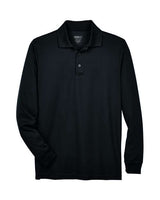 CORE365 88192 Black long-sleeve polo - Front view