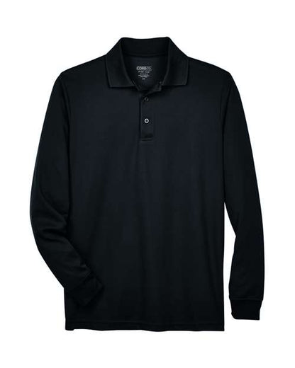 CORE365 88192 Black long-sleeve polo - Front view