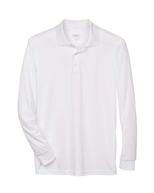 CORE365 88192 White long-sleeve polo - Front view