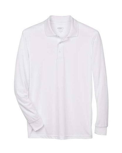 CORE365 88192 White long-sleeve polo - Front view
