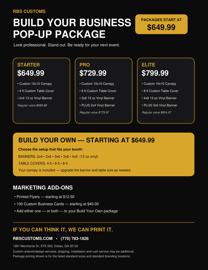 Build Your Own Business Pop-Up Package